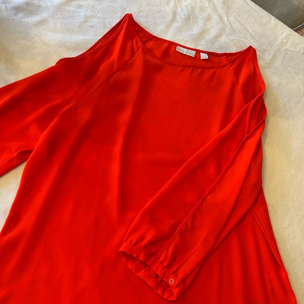 New York & Company Cold Shoulder Poppy Red Blouse